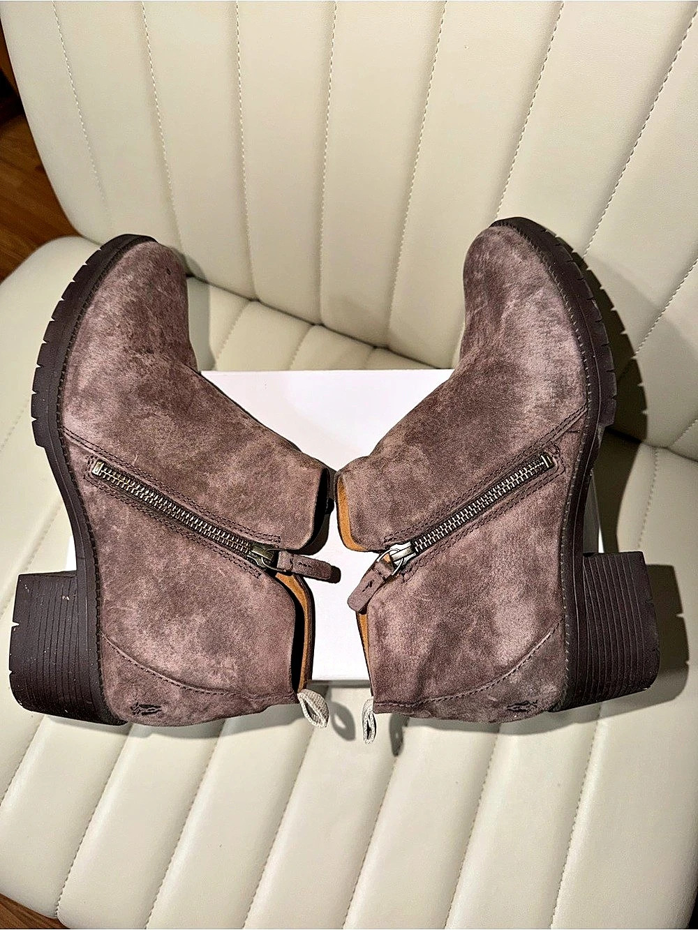 Hush Puppies Hadley size zip dark brown suede Ankle Boots US 9 Medium